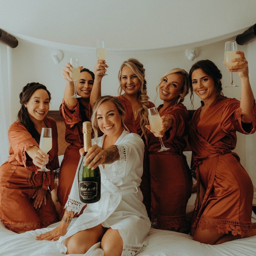 Lace robe in  Rust Terracotta,  Bridesmaid proposal gift,  Wedding day of gift